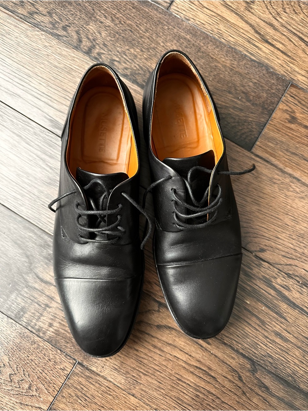 Men's Black Leather Lace-Up Dress Shoes (Musette)